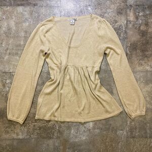 rxb vintage y2k shimmery champagne gold flowy babydoll top size medium